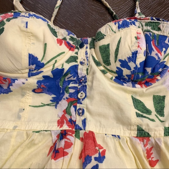 Abercrombie & Fitch pale yellow tropical floral mini dress Size M - Picture 6 of 13